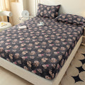 Axyaa Leaf Flower Fitted Sheet - Soft Brushed Polyester Fiber Mattress Cover