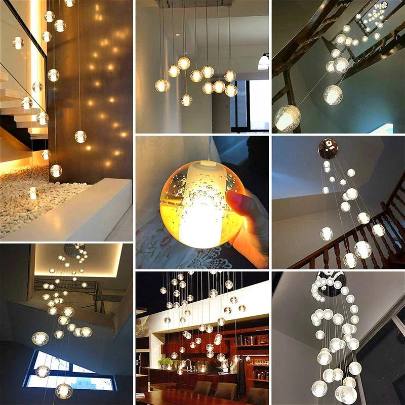 Axyaa Crystal Ball Chandelier for Staircase and Hallway