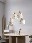 Axyaa Terrazzo Chandelier Lamp - Retro Nordic Bedroom Coffee Shop Pendant Light