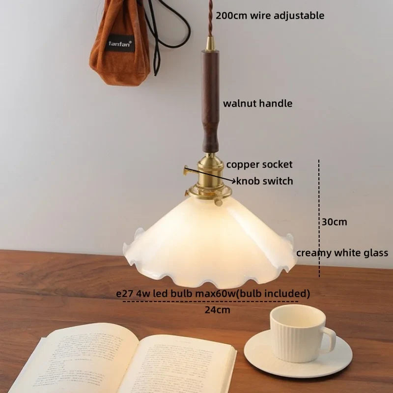 Axyaa Nordic LED Pendant Lights Glass Walnut Copper Hanging Lamp