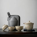 Axya Portable Travel Tea Set with Ceramic Quick Cup - One Pot Three Cups