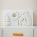 White Ceramic Geometric Vase Set for Home Decor and Centerpiece - Axyaa