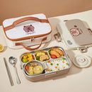 Axyaa Stainless Steel Divided Lunch Box Set with Cutlery