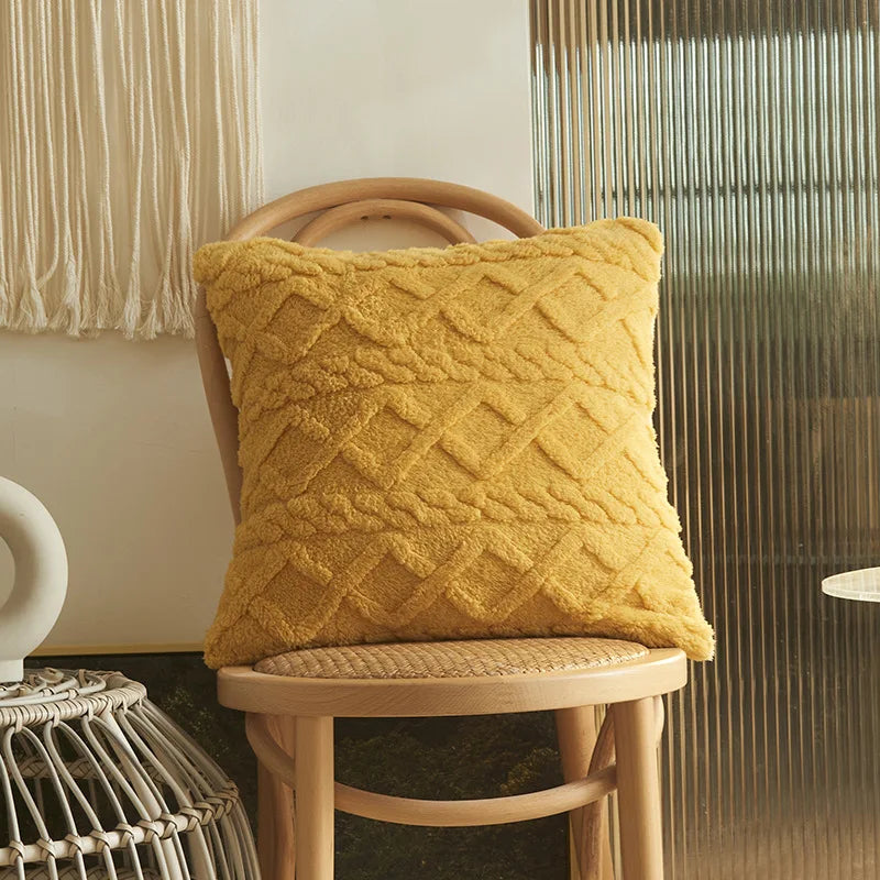 Axyaa Soft Plush 3D Twists Pattern Pillowcase for Home Decor - 45x45/30x50cm