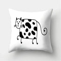 Axyaa Black & White Cat Pattern Cushion Cover for Living Room, Bedroom & Sofa