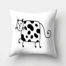 Axyaa Black & White Cat Pattern Cushion Cover for Living Room, Bedroom & Sofa