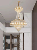 Axyaa Gold Crystal Chandelier: Luxe LED Hanging Lamp for Home Decor