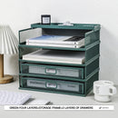Axyaa Desk Organizer with Drawer and Screen Tray, Multi-functional File Rack