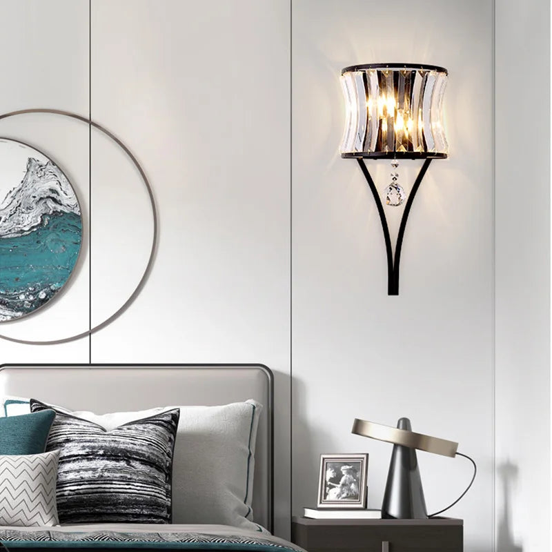 Axyaa Crystal Teardrop Wall Lamp for Bedroom and Living Room