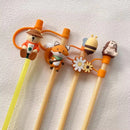 Axyaa Silicone Cartoon Straw Cover Cap, Cute & Heat-resistant Drinking Accessory