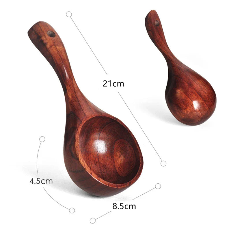 Axyaa Wooden Ramen Spoon Ladle Set - Japanese Style Kitchen Tableware