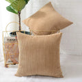 Soft Corduroy Striped 18x18 Inch Throw Pillow Covers for Winter Home Decor - Axyaa