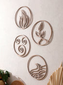 Axyaa Elements Wooden Wall Art Decor - Fire Water Earth Air Design Boho Accent