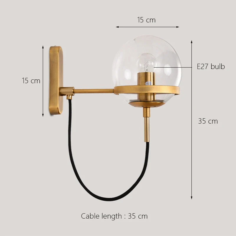 Axyaa Glass Shade Wall Sconce Lamps for Hotel Staircase and Bedroom, LED Wall Lights