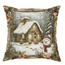 Axyaa Christmas Cabin & Snowman Pillow Covers for Sofa, Bedroom, Car