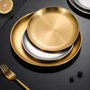 Axyaa Stainless Steel Round Plate Shallow Tray for Camping, BBQ, Picnic, Dining