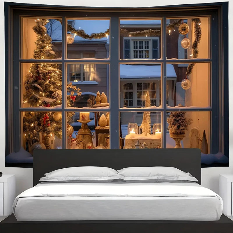 Axyaa Christmas Decoration Tapestry Curtain Hanging Cloth for Home Living Room and Bedroom