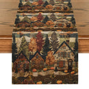 Axyaa Autumn Elk Pumpkin Table Runner for Kitchen Dining Decor