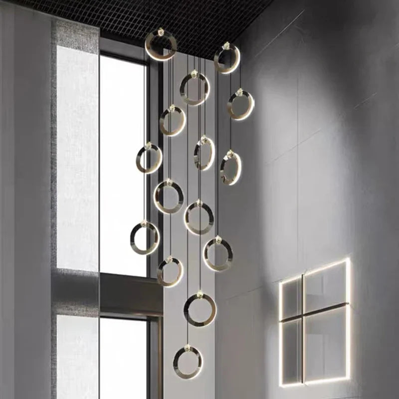 Axyaa Staircase Chandeliers: Modern LED Pendant Light Lamps for Living Room