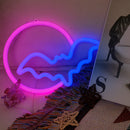 Moon Bat Neon Sign by Axyaa - USB/Battery Powered LED Sign for Wall Decor & Gift