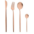 Axyaa Gold Cutlery Set: 4Pcs Stainless Steel Flatware Knives Forks Spoons Teaspoons