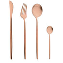 Axyaa Gold Cutlery Set: 4Pcs Stainless Steel Flatware Knives Forks Spoons Teaspoons