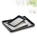 Axyaa Melamine European Rectangle Plate Set Glossy Wood Grain Finish