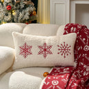Axyaa Red Green Embroidered Snowflake Pillowcase 30x50/45x45cm