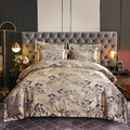 Axyaa Satin Jacquard Embroidered 4-Piece Bedding Set
