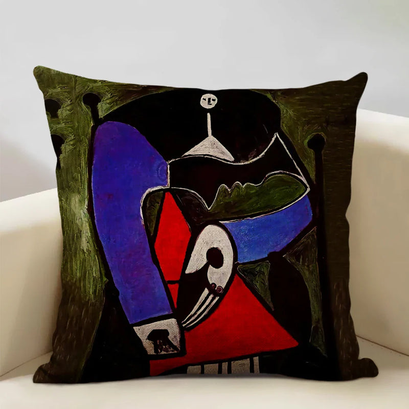 Pablo Picasso Abstract Art Cushion Cover 45x45cm Beige Linen Axyaa Brand