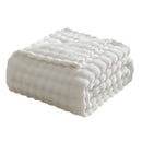 Axyaa Bubble White Plush Blanket: Textured Flannel Fleece Throw, Soft Cozy Couch Christmas Gift