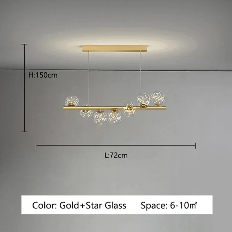Axyaa Starry Sky LED Pendant Light Glass Bubble Chandelier for Dining Kitchen Island