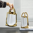 Axyaa Gold Handbag Vase: Stylish Ceramic Floral Arrangement & Terrarium Home Décor