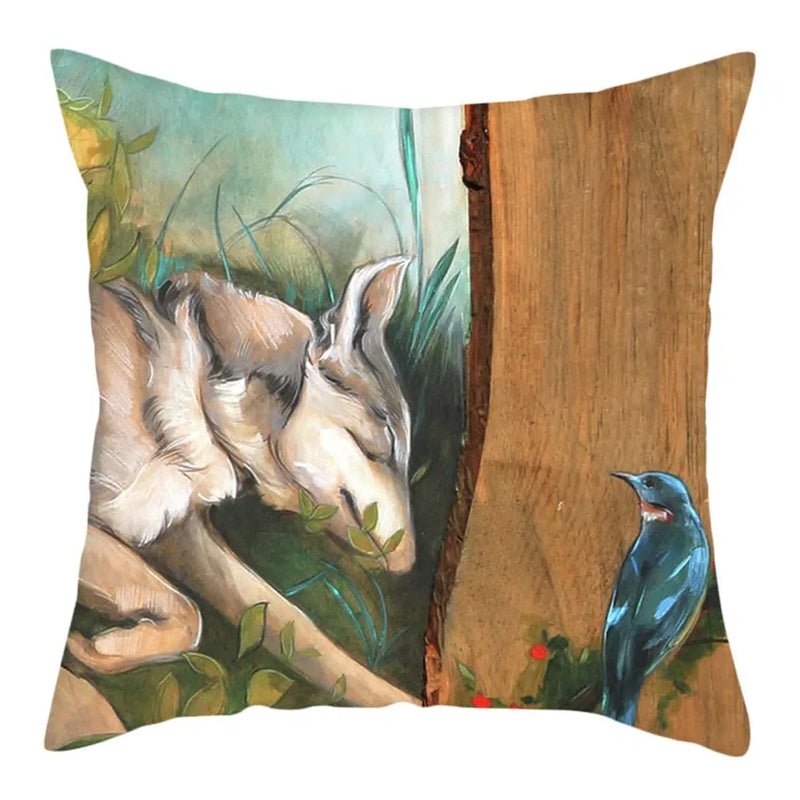 Blue Bird Print Cushion Cover by Axyaa - Home Decor Pillow Case for Sofa Bed