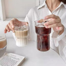 Axyaa Glass Cups, Vertical Pattern, Single-layer, American Style for Milk, Juice, Coffee.