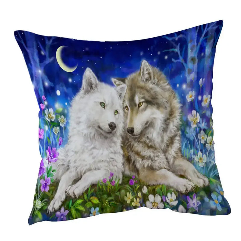 Axyaa Wildlife Animals Cushion Covers 45X45CM Wolf Fox Tiger Christmas Cats Girls