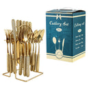 Axyaa 24-Piece Stainless Steel Hammer Pattern Cutlery Set