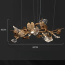 Axyaa Copper Branch Chandelier with Crystal Leaves for Luxury Home Decor
