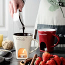 Axyaa Ceramic Chocolate Fondue Warmer Set for Valentine's Day
