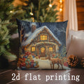 Axyaa Christmas Scenes Pillow Cover for Sofa Bedroom Car - Rectangular Cushion