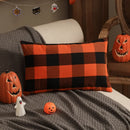 Axyaa Halloween Plaid Throw Pillow Covers, 18x18 Inch Cotton Cushion Case