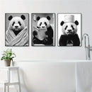 Axyaa Cute Panda Newspaper Wall Art for Bathroom Decor