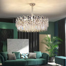 Axyaa Oval Crystal Chandelier LED Lighting in Gold and Black for Luxe Living Room Decor