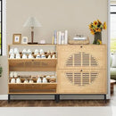 Axyaa Farmhouse Shoe Cabinet with Flip Drawers, Slim Shoe Storage Organizer