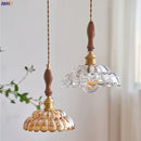 Axyaa Copper LED Glass Pendant Light Fixture Vintage Hanging Lamp