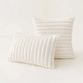 Axyaa Soft Faux Rabbit Fur Striped Throw Pillow Covers - Plush Sofa Cushion Covers