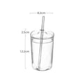 Axyaa 450ML Clear Glass Iced Coffee Cup with Lid and Straw, Stylish Transparent Drinkware