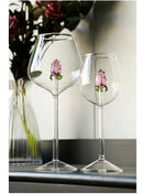 Axyaa 3D Pink Glass Rose Wine Glasses Set - Lovely Household Gift