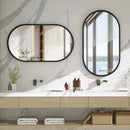 Axyaa Oval Black Metal Frame Vanity Mirror 1000x500mm - Bathroom, Bedroom, Entryway Décor