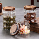 Axyaa Striped Glass Airtight Canister for Kitchen Storage - Coffee Beans, Grains, Candy Jar